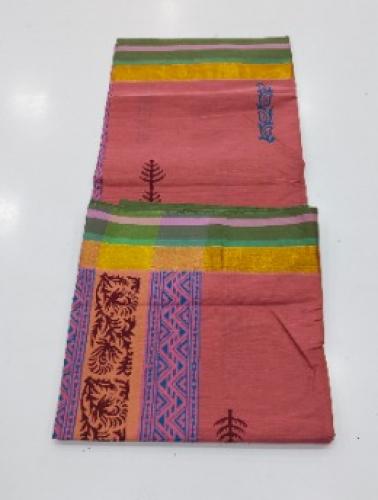 PL Salem Sarees Hand Block Printed Saree